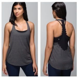 Lululemon Black/Grey 105 F Singlet Laser-Cut Tank